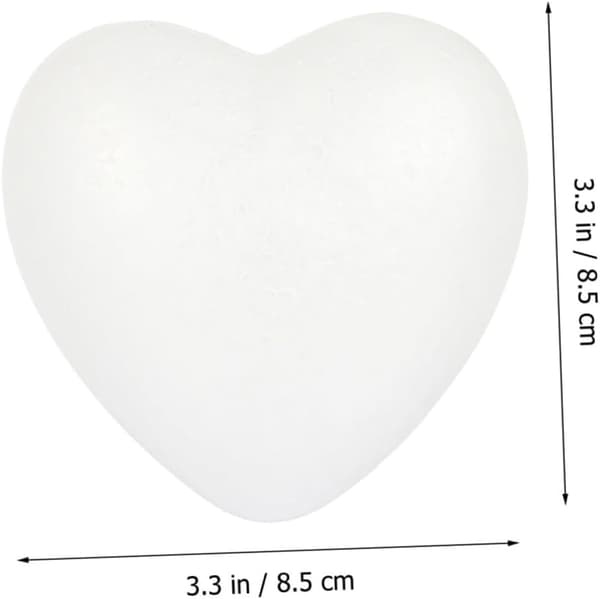 6 stk. 8,5 cm skumhjertekuler for håndverk DIY bryllup Valentinsdekorasjon