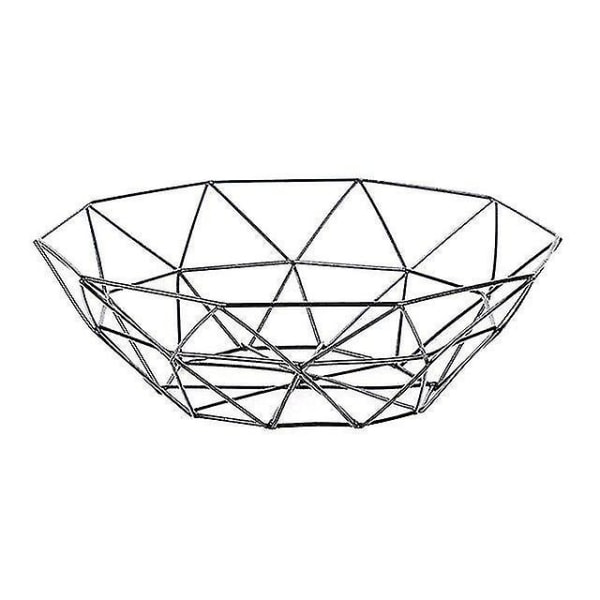 Fruit Basket Geometric Wire Metal Bowl Kitchen Storage Display