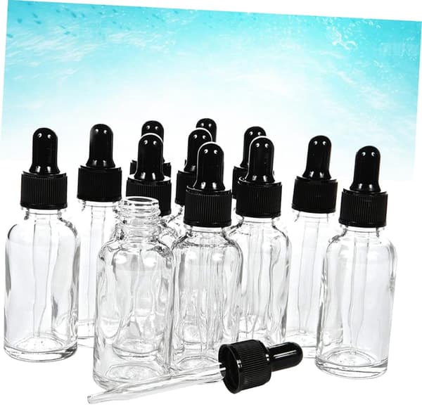 Eteriska oljeflaskor Droppflaskor 12-pack 30 ml Glas för underförpackning Resvätska Smink