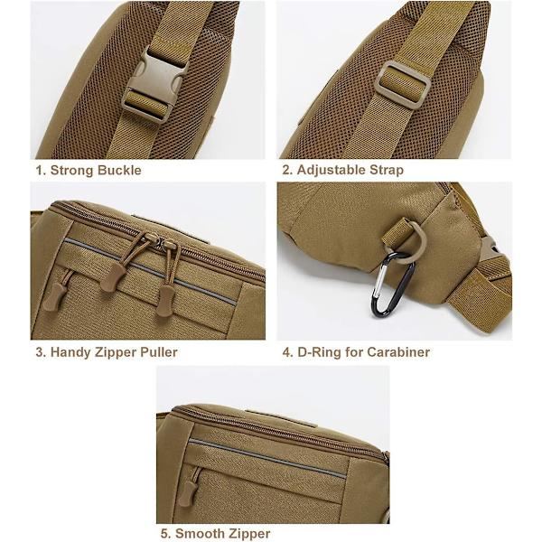 Taktisk Midjeveske, Nylon Oxford Utility Multifunksjons Edc Skråveske Bryst Ryggsekk (brun)