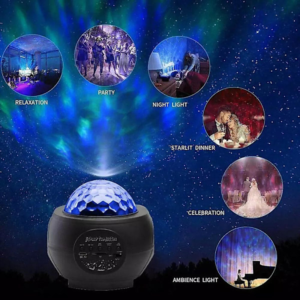 Stjärnprojektor Bluetooth-högtalare USB-fjärrkontroll Musik