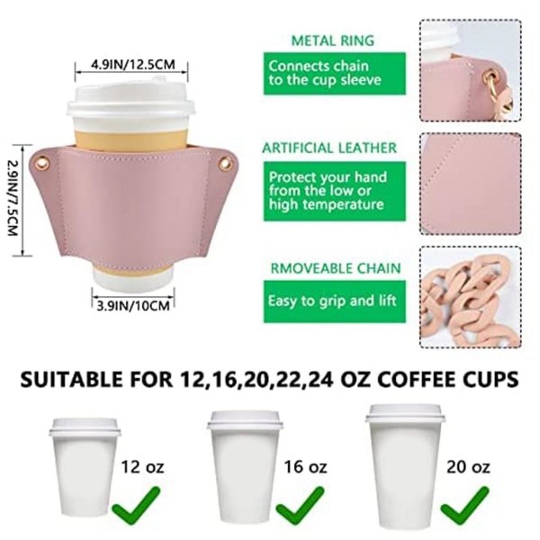 Kopsleeves til varme og kolde drikkevarer Genanvendelige bærbare To Go Kaffesleeves Genanvendelig drik til rejser
