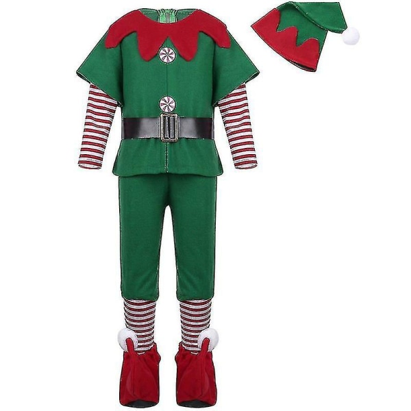 Matchende nissekostume Fancy Up-outfits Julemandshjælpertøj sæt til børn Voksen far, mor Bo 8-9 Years Boys