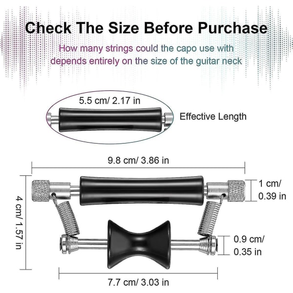 Gitarrrullande Capo Glidande Capo Justerbar Capo Gummi Och Rostfritt Stål Capo (2-pack)