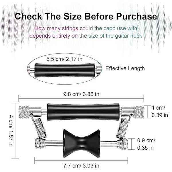Guitar Rolling Capo Glide Capo Justerbar Capo Gummi Og Rustfrit Stål Capo (2 stk)