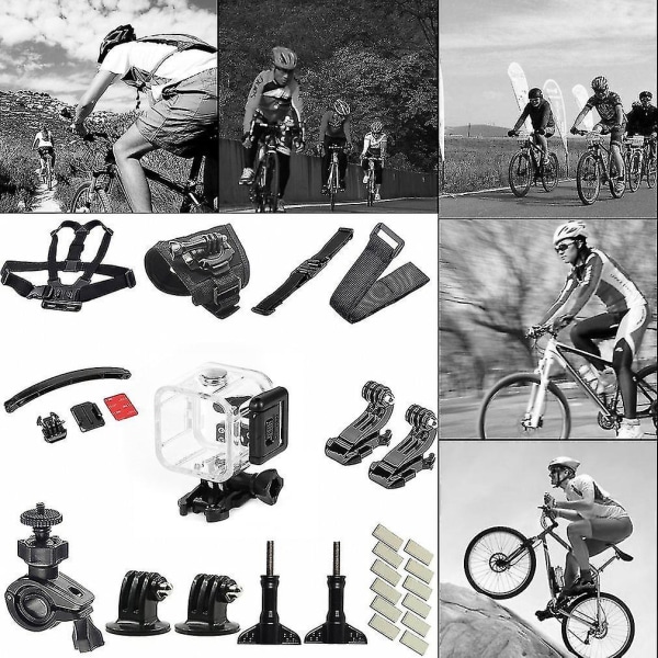 18-delt Multifunktionelt Action Sports Kamera Kit Go Pro Pakke