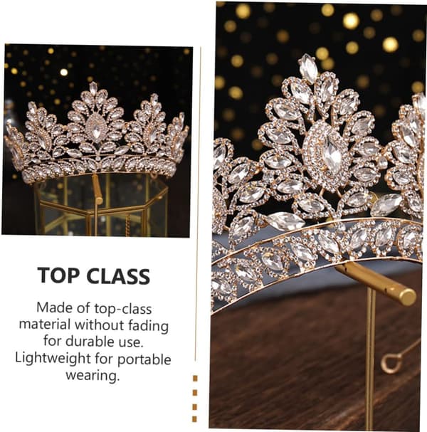 Brude Rhinestone Tiara Krone Hodeplagg Lett Bryllupshårtilbehør