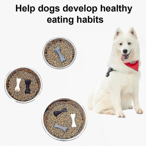 3-pack Silikon Långsam Matningsinsats för Hundskålar - Ben Design Långsam Matningsinsats för Hundskål för att Sakta Ner Ätandet - Lätt att Rengöra Långsam Matningsinsats för Hundskålar