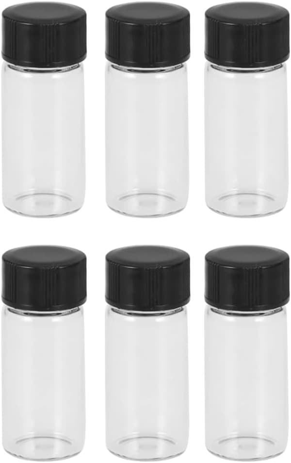 Högtransparens 5 ml glasflaskor med gängad kork, 20-pack förvaringsflaskor för labb