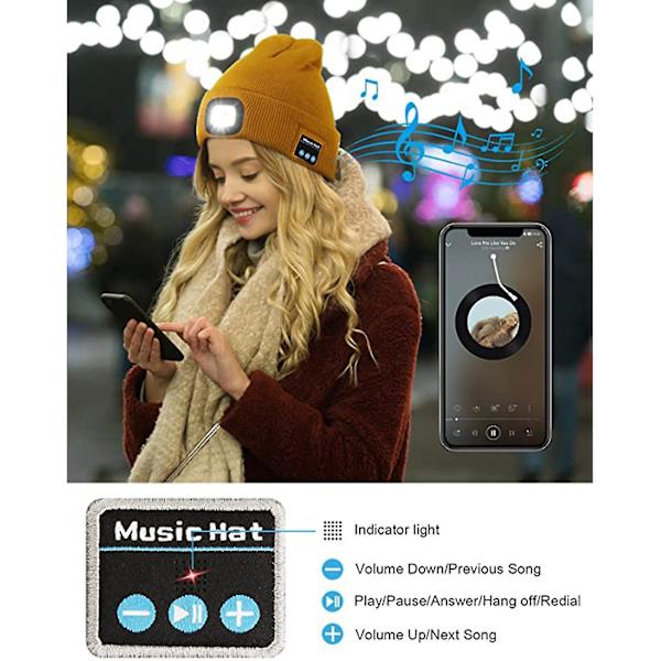 Bluetooth-kompatibel LED-stickad vintermössa för fest utomhusbelysning Black
