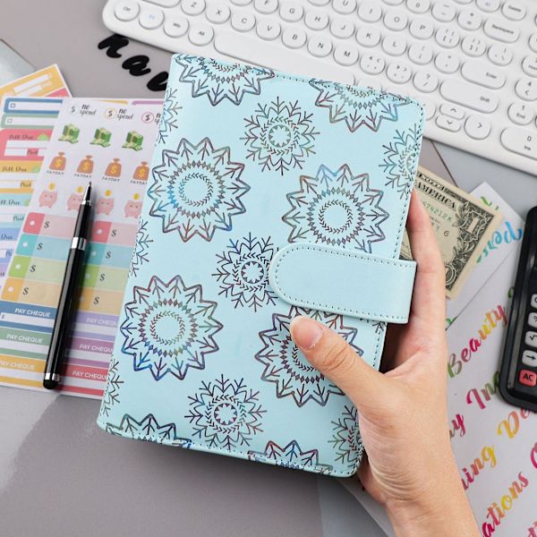 Budget Binder med Lynlåsekonvolutter, A6 Lommer Planlægger Kontanter Konvolutter Blue