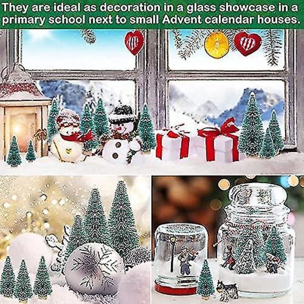 35 stk Miniatyr juletre kunstige snøfrosttrær