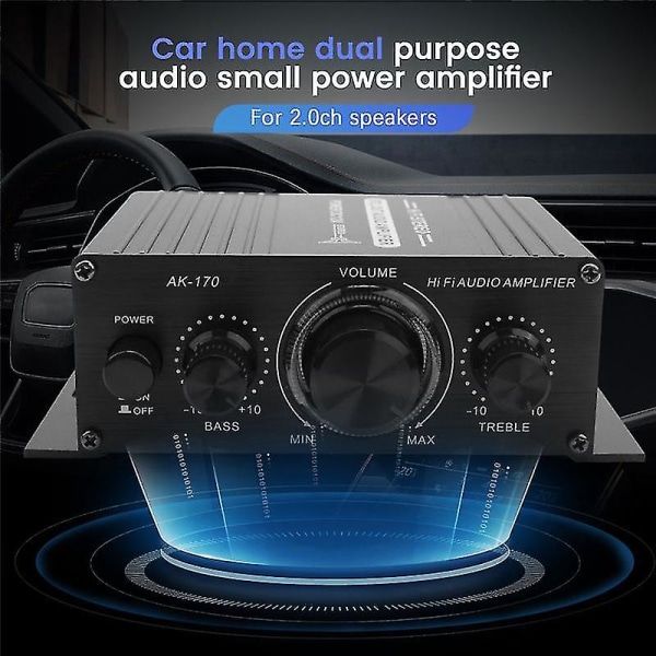 12v Mini Audio Power Bilforstærker Digital Audio Receiver Amp Dual Channel 20w+20w Bas Diskant Volu