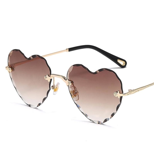 Hjertesolbriller Kantløs tyndt metalstel Hjerteformede solbriller Søde  briller Uv400 til kvinder Hall Tea 5222 | Tea | Fyndiq