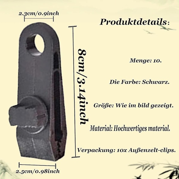 Tarpklämmor 10 st Tältklämmor Markis Klämmor Markis Camping Tältklämmor Tarpklämmor Utomhusaktiviteter Markis Svart