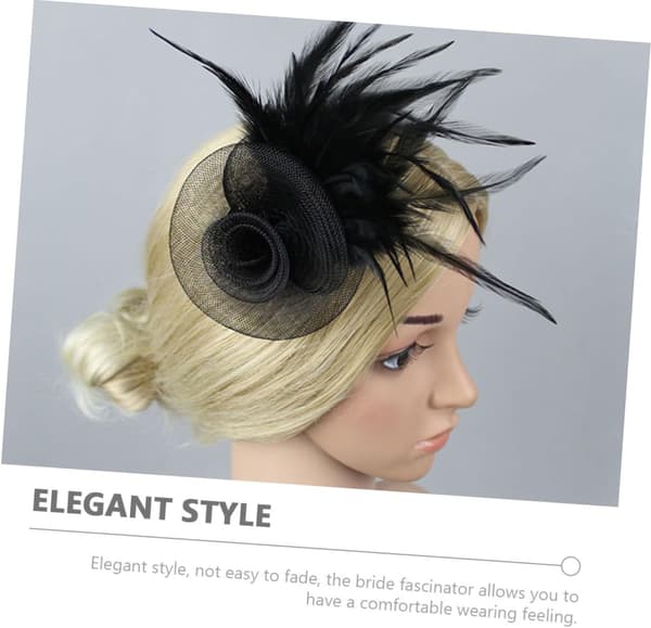 Fjær Hodeplagg for Kvinner Brud Fascinator Hatt Teselskap Hodeplagg Svart Lett Materiale