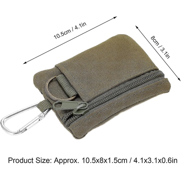 Liten veske, utendørs mini lommebok, bærbar mini nøkkelkort etui med karabinkrok, liten lommebok