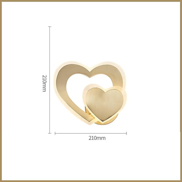 Led Væglampe Sengebord Nordic Gold Heart Design 110-120v