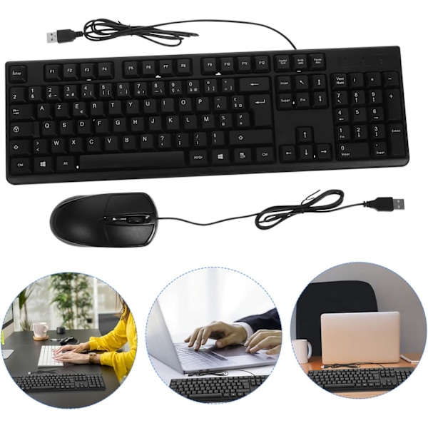 Trådbundet tangentbord och mus-set 1 Set Trådbundet tangentbord och mus med franska tecken