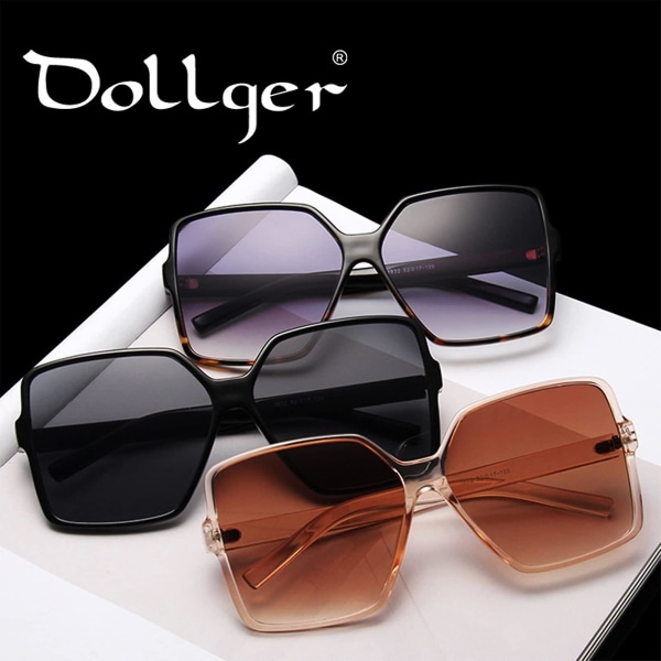 Solglasögon Dam, överdimensionerade fyrkantiga solglasögon för kvinnor, Solglasögon Damer Designer Stor Stor Fram