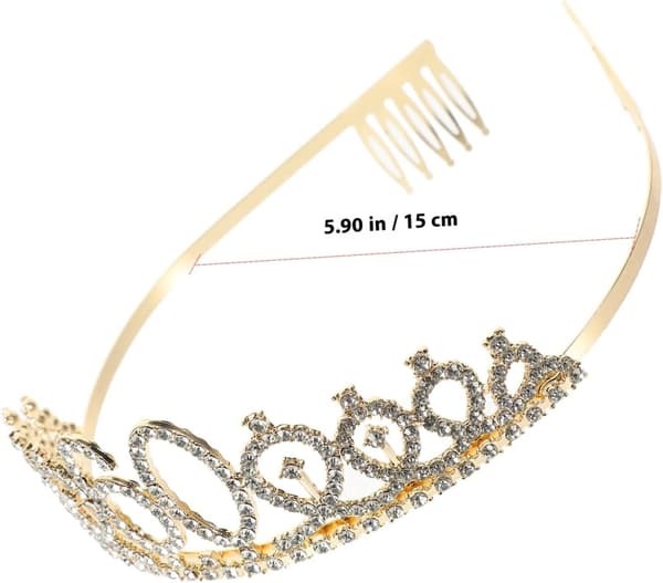 Bursdagskronesett Rhinestone Tiara Skjerf for kvinner, elegant legering og polyester, behagelig å ha på