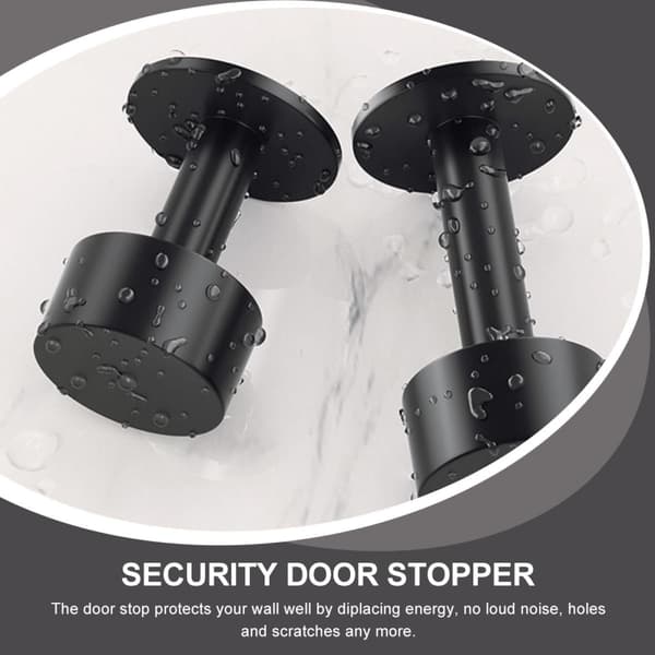 2 stk. 60 mm sorte dørstoppere i 304 rustfrit stål til bunden af dørglasstopper, forlænget design