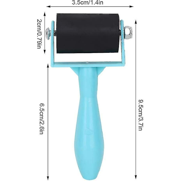 3,5 cm Gummibrayer Rulle Gravering Brayer Plastgreb Blækmaleri Kunst Håndværk Rulle Limning Stempling Anti-slip Værktøj (blå)