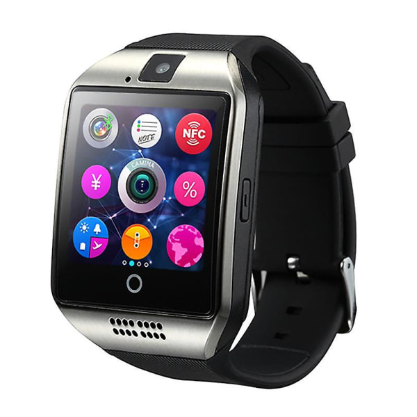Smartklokke med kortspor, Bluetooth Smartklokke, populær grenseoverskridende klokke med kamera, sportsovervåking og samtalefunksjon Black foreign language version