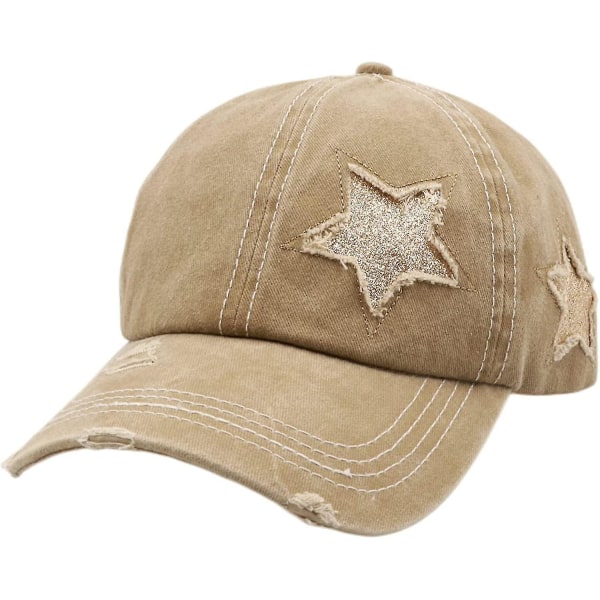Høje Messy Bun Hatte til Kvinder - Distressed Baseball Caps - Uformelt Vasket Dad Hat