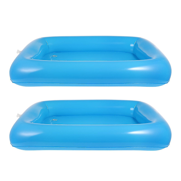 Hemoton 2-pack 30 x 22,4 tum Uppblåsbar Pool Serveringsbar Dryckssallad Buffé Kylbricka för Strand BBQ Picknick Poolparty (blå)