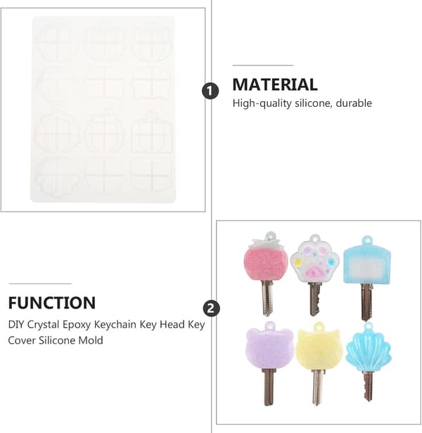 Nøglering Form DIY Silikone Krystal Epoxy Håndværksform til Nøglecover Nøglehætte Nøgletopper