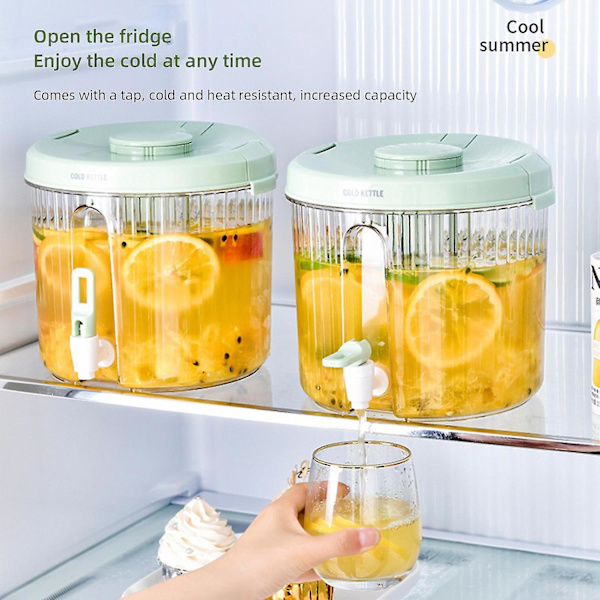 Glasdryckdispenser med kran, burk, dryckeskylskåpslock