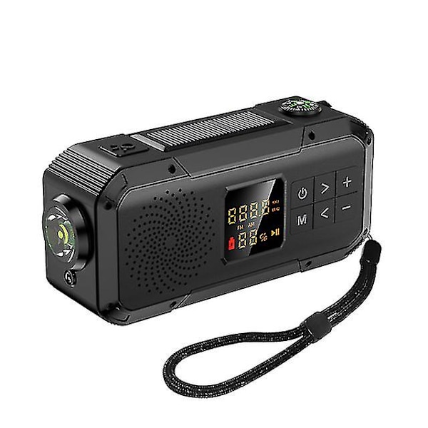 Udendørs Camping Nødradio Solenergi Håndsving Dynamo Radio Bt5.0/fm/am/noaa 2000mah Telefonoplader Powerk Lommelygte Sos BT5.0 Black
