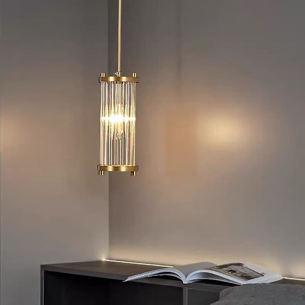 LED-pendellampe for kjøkkenøy, nattbord, krystall, gull