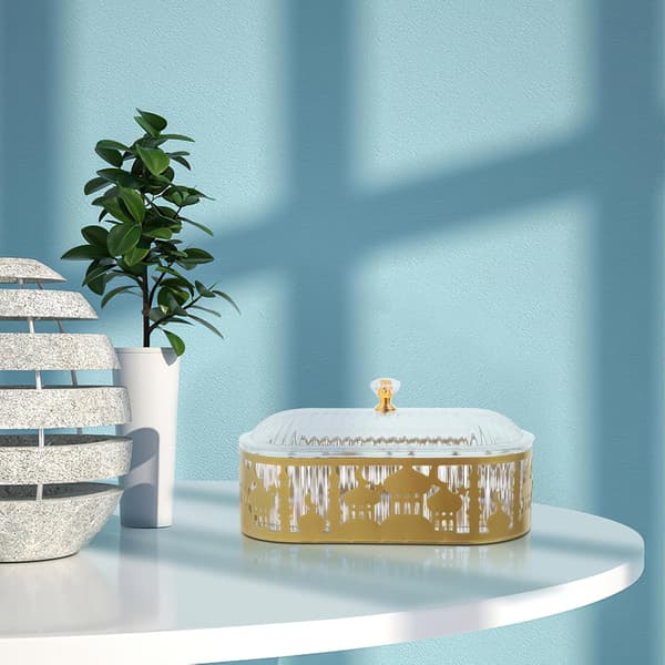 Ramadan Serveringsbrett Eid Borddekor 2 Materialer Plast Jern Elegant Gylden Allsidig