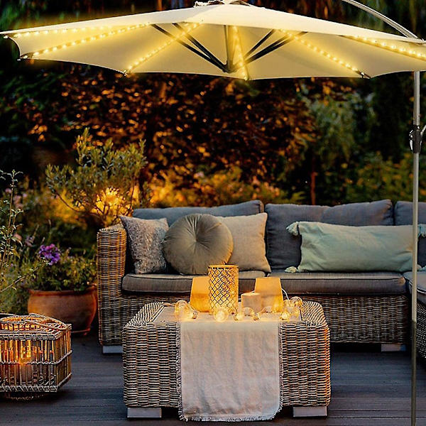 Utomhus Patio Parasoll Stränglampor 104 LED 16 Färger 4 Lägen