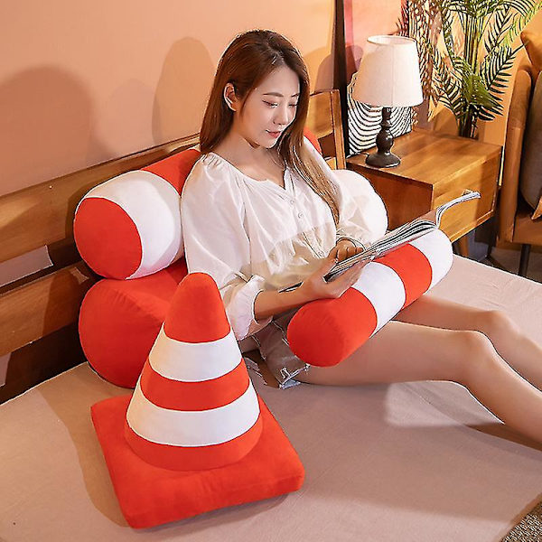 Plush Leke-Trafikkjegle Konstruksjonskjegle Skilt Veisperring Barnas Lekesett Sikkerhet Myk Pute 45cm conical