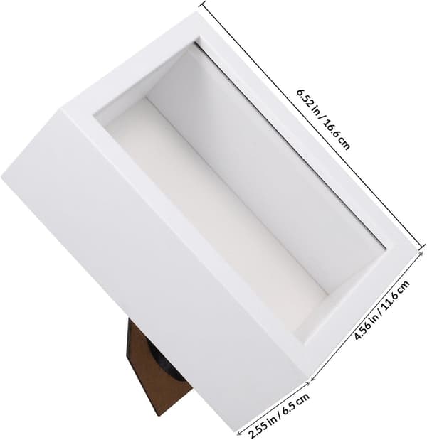 Skuggboxram Mångsidig Design Rustik Vit Trä med Glasfönster
