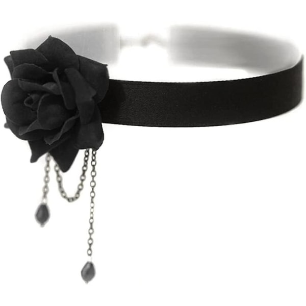 Elegant Retro Rose Flower Collarbone Chain Clavicle Necklace Gothic Lolita Black Lmell Gift