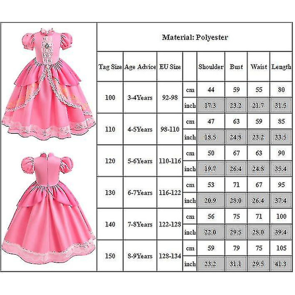 Piges Kjole Fancy Up Optræden Kostume 7-8 Years