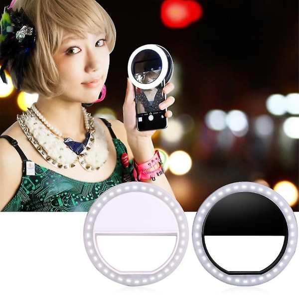 Bærbar Selfie Light Ring Clip LED Flash Telefon Ring
