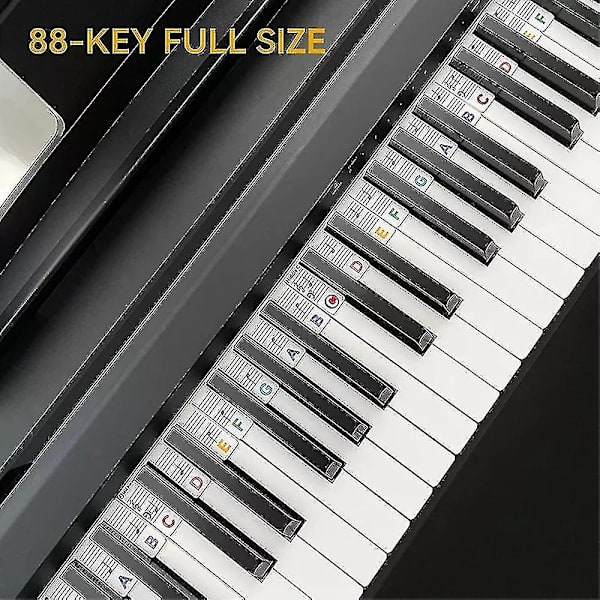 Avtagbare Pianotastatur-Notat-Etiketter Gjenbrukbare Silikon 88 Taster Pianonotat-Veiledningsetiketter