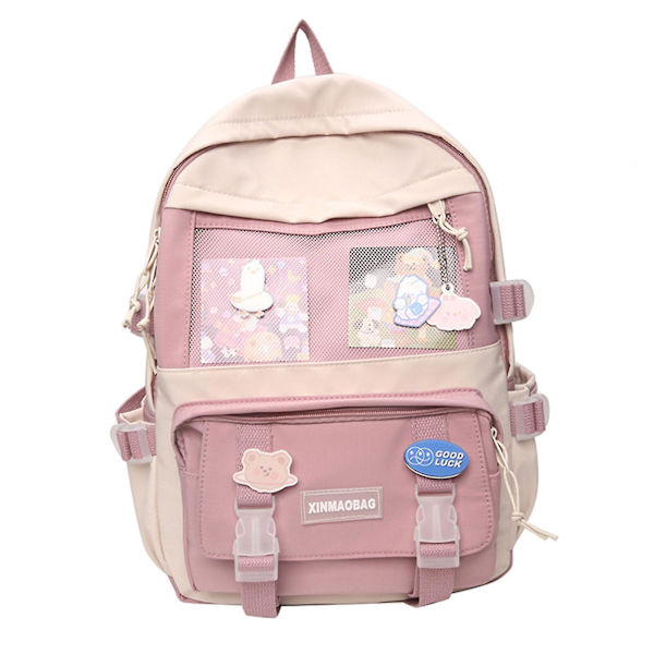 Harajuku-reppu, tyttöjen koulukassari, matkakassi, rento päiväretki-reppu teineille ja opiskelijoille Pink