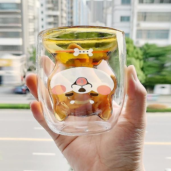 Ny Shiba Inu kopp, varmebestandig dobbel glasskopp
