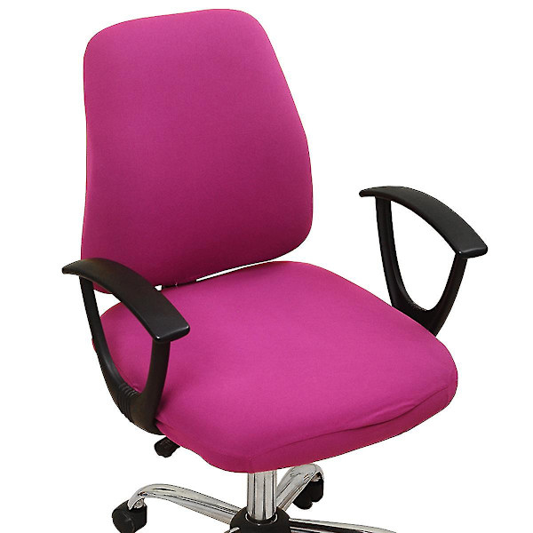 Kontorsstolskydd, delad skyddande stretchbar tyg Polyester skrivbordsstolöverdrag Stretch roterande stolsöverdrag, avtagbart Rose Red