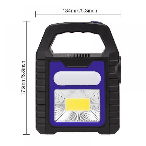 Portabel Solcellslampa Cob Led Arbetslampa Vattentät Nödspotlight Usb Laddningsbar Handlampa