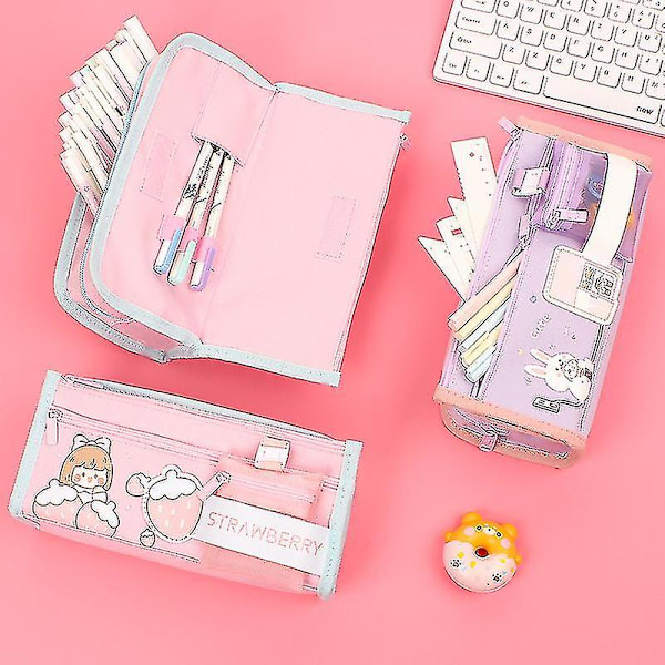 Farverig Stor Opbevaringsblyant Pen Etui Taske Med Lynlås Stor Kapacitet Pung Organizer Til Kontor College Skole Rejse Holder Box