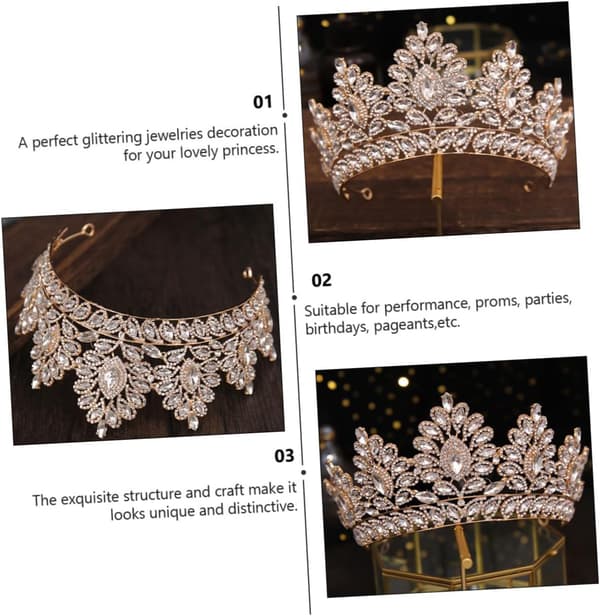 Brude Rhinestone Tiara Krone Hodeplagg Lett Bryllupshårtilbehør