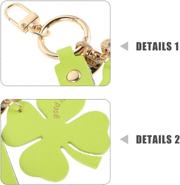 Firkløver Nøglering Held Vedhæng Shamrock Kunstlæder Nøglering