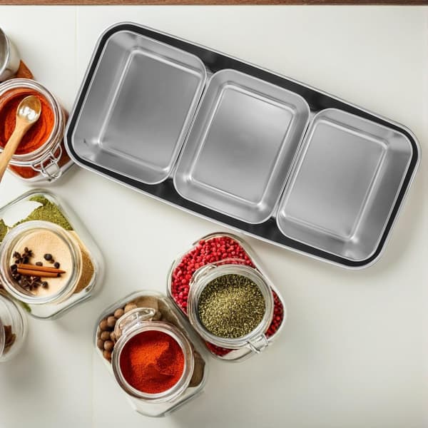 Krydderboks Krydderbeholder i rustfritt stål med flerdelt design